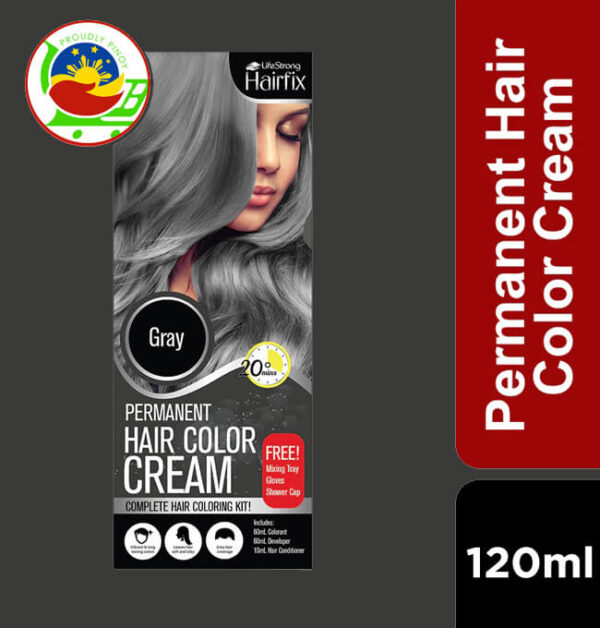 Hairfix Permanent Hair Color Cream Kit Grey 120Ml